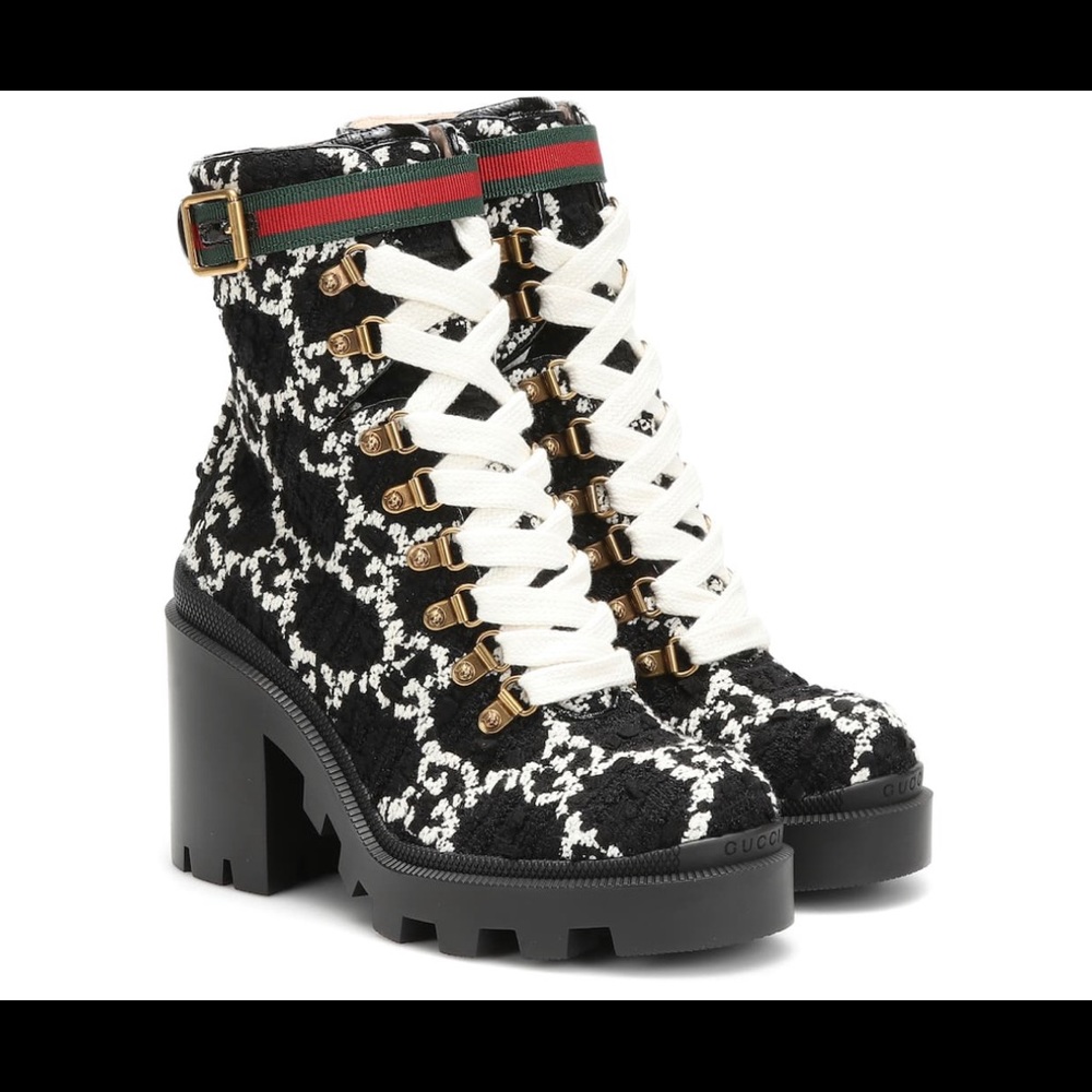 Gucci Tweed Anke Boots